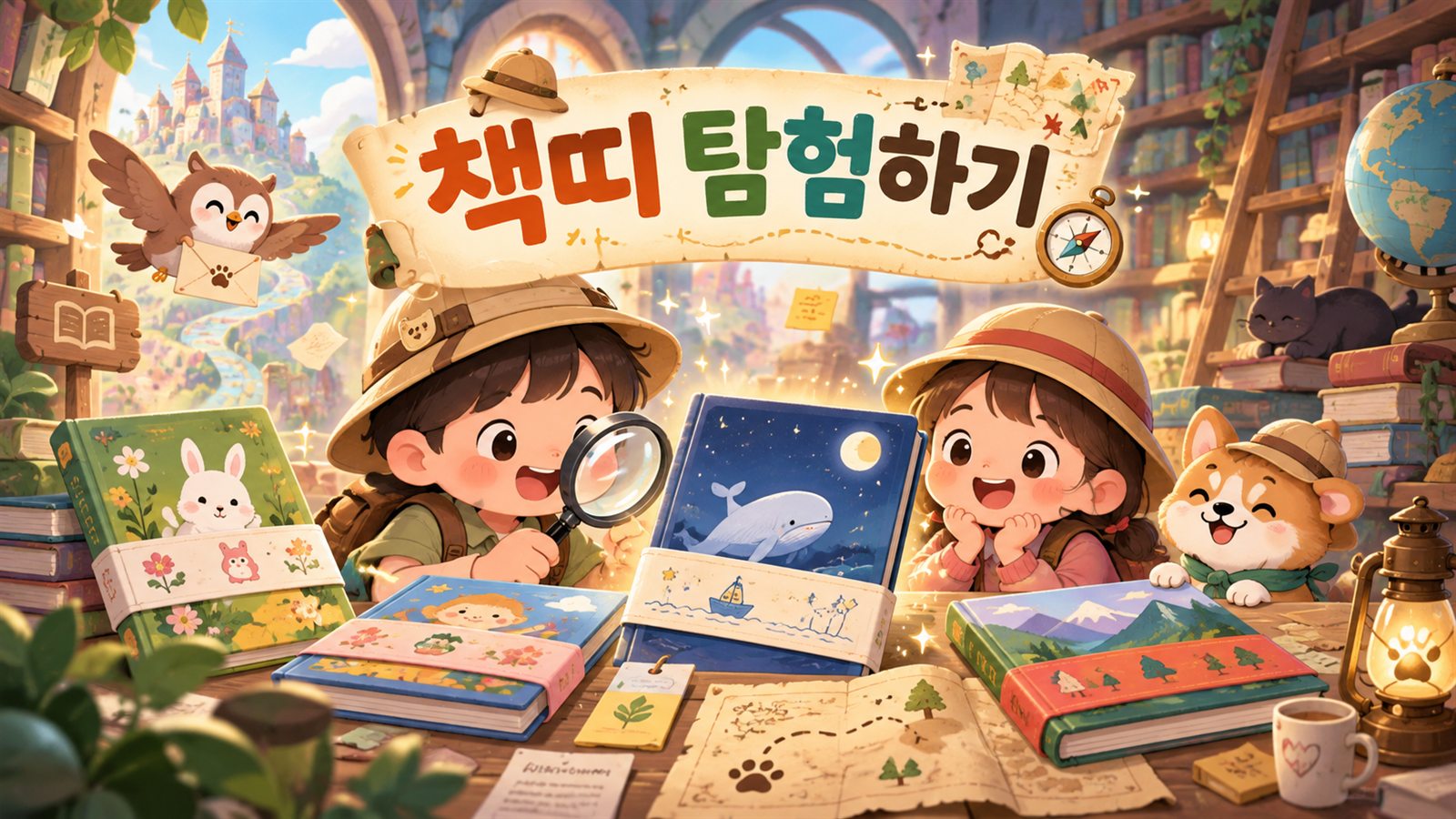 책띠 탐험하기 — 그림책 책띠를 살펴보는 아이들